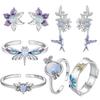S925 Sterling Silver Dream Gradual Change Color Butterfly Dragonfly Luminous Stone Jewelry Set Female Niche Design Light Luxury