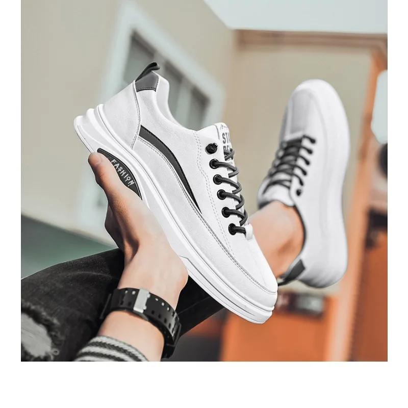 Autumn New Men's Breathable Sports Shoes, Fashionable Soft Soled Leather Shoes, Lightweight and Non Slip Casual Sports Shoes