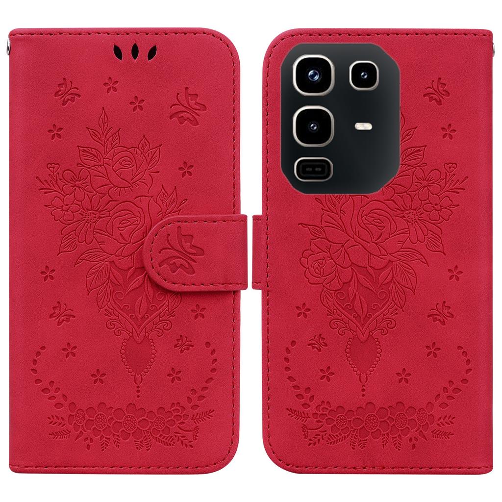 For Infinix Note 50 Pro 4G/Note 50 4G Case Butterfly Flower Imprint PU Leather Wallet Phone Cover with Strap