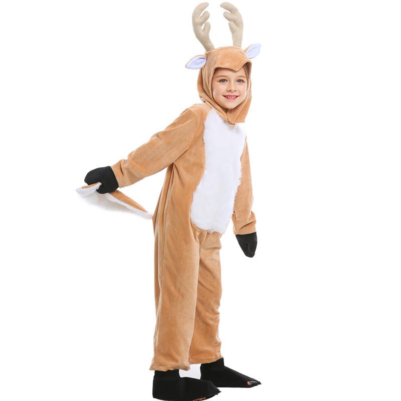 Kids Animal Costume Elk Santa Reindeer Performance Outfit Children's Day Halloween Cosplay Dress