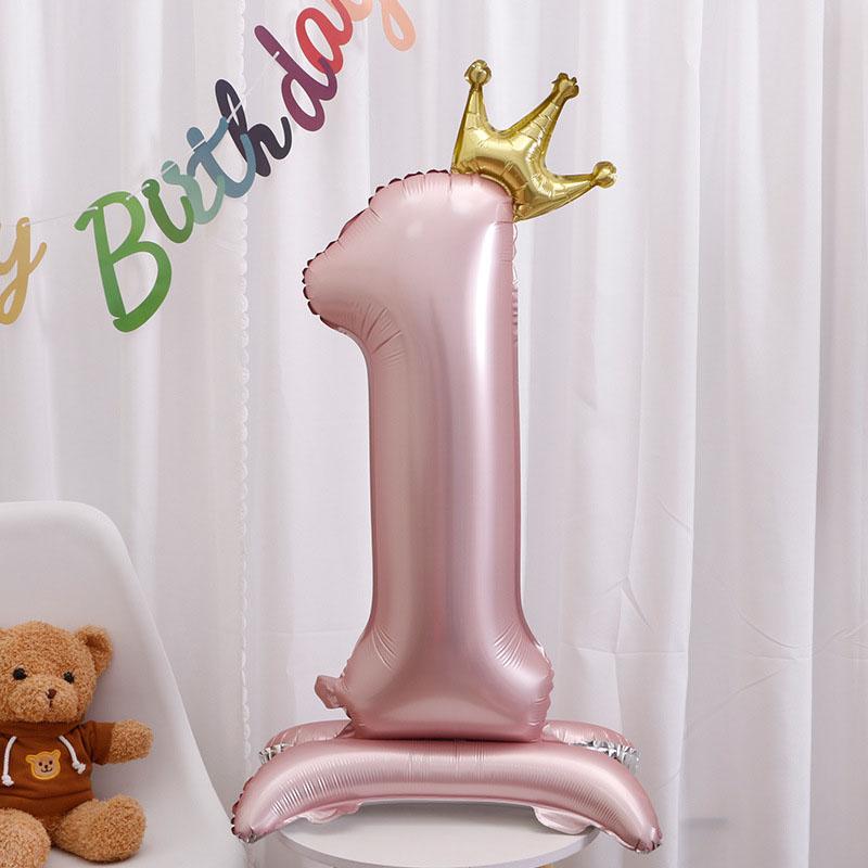 32-дюймовый стоячий цифровой шар из алюминиевой пленки в виде короны синий розовый стоячий цифровой шар украшение для оформления вечеринки в честь дня рождения