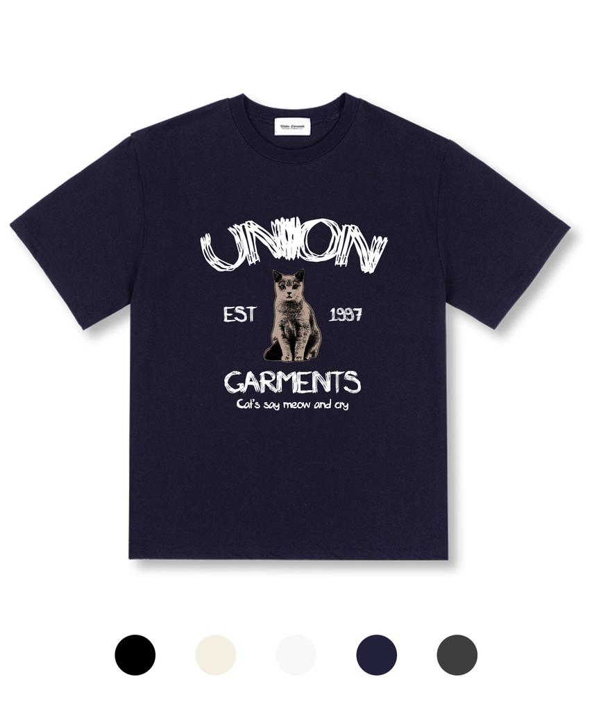 UNION GARMENTS Union Cat Свободная футболка с коротким рукавом 5 цветов