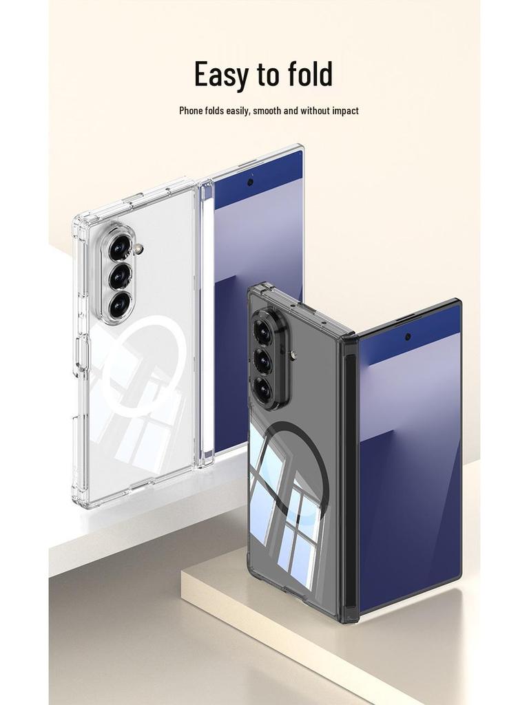 Samsung Z Fold7 Магнитный Прозрачный Защитный Чехол с Амортизацией от Падений и Совместимостью с Беспроводной Зарядкой MagSafe.