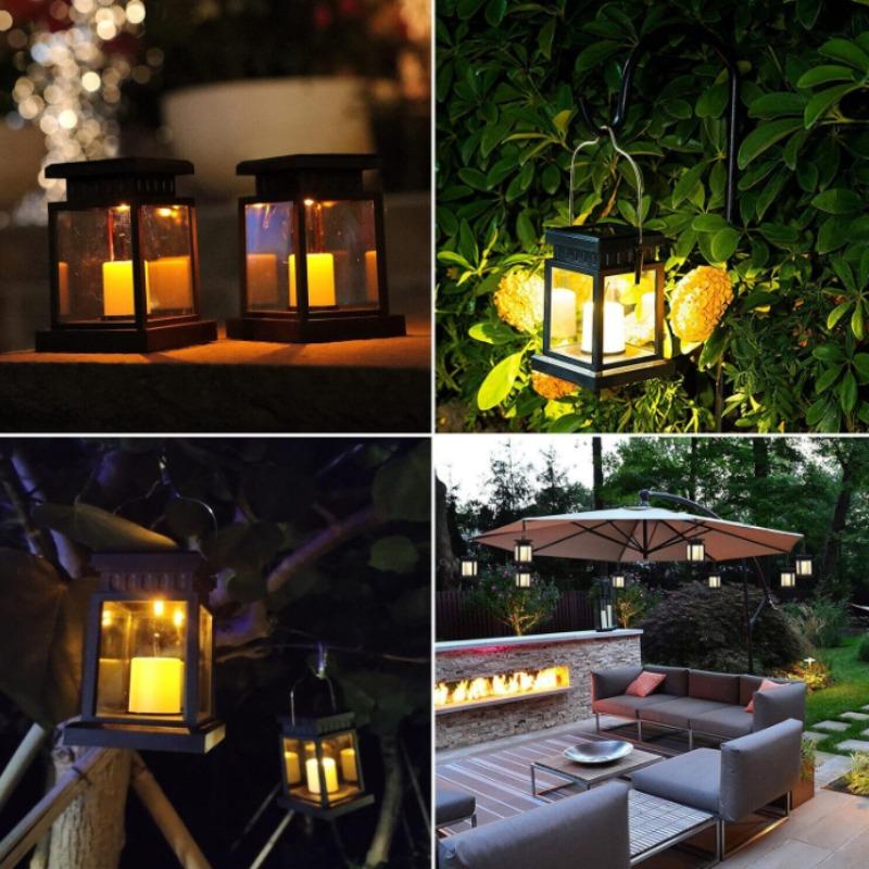 Outdoor Solar Garden Lights Retro Palace Lantern Hanging Candle Lamps Landscape Lighting Floor Solar Lights for Garden Decor
