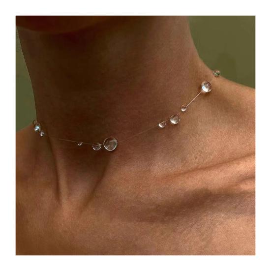 Прозрачные ювелирные изделия в виде капли воды, ожерелье из искусственного хрусталя и круглой бусины, серьги-кисточки, браслет из бисера в виде капли для свадебной вечеринки