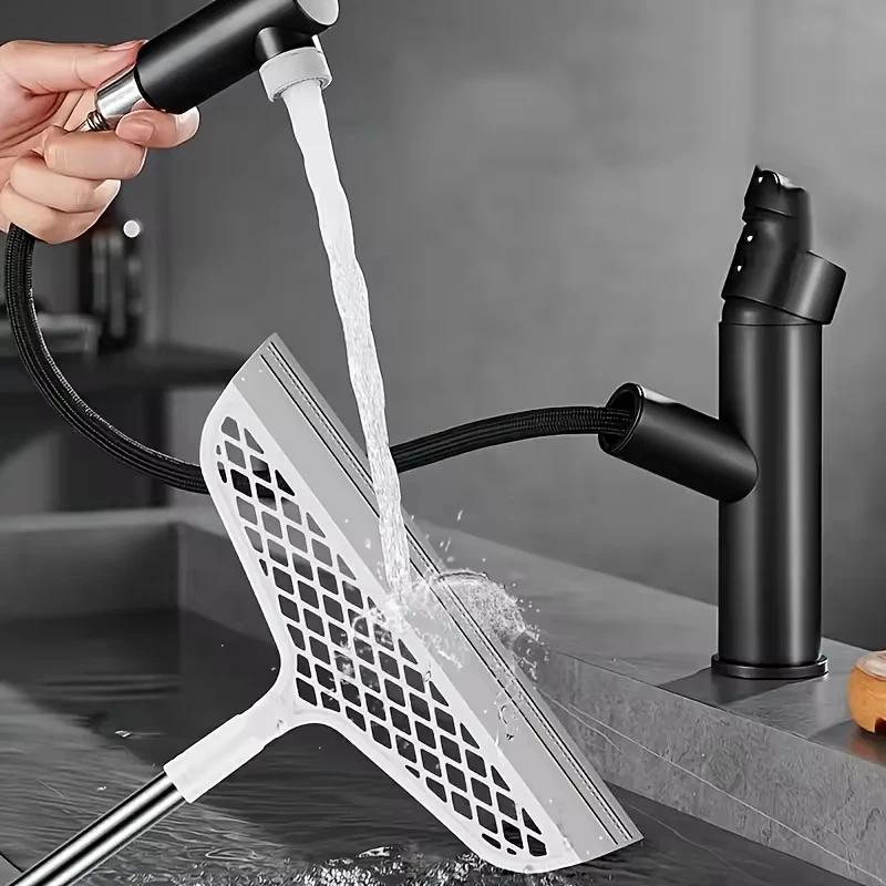 1pc Silicone Scraper Broom, Heavy Duty Squeegee for Bathroom Floor & Window, Cleans Water Dust, Easy Rinse & Dries Fast