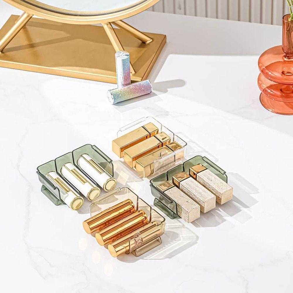 Пластиковая трехслойная коробка для хранения помады, штабелируемая прозрачная подставка для помады, экономящая место, органайзер для макияжа
