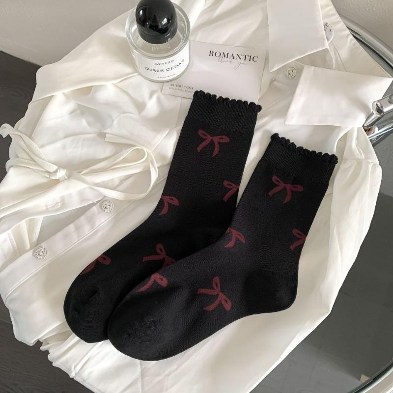 Женские весенне-осенние носки-гольфы с бантиком, милые и сладкие