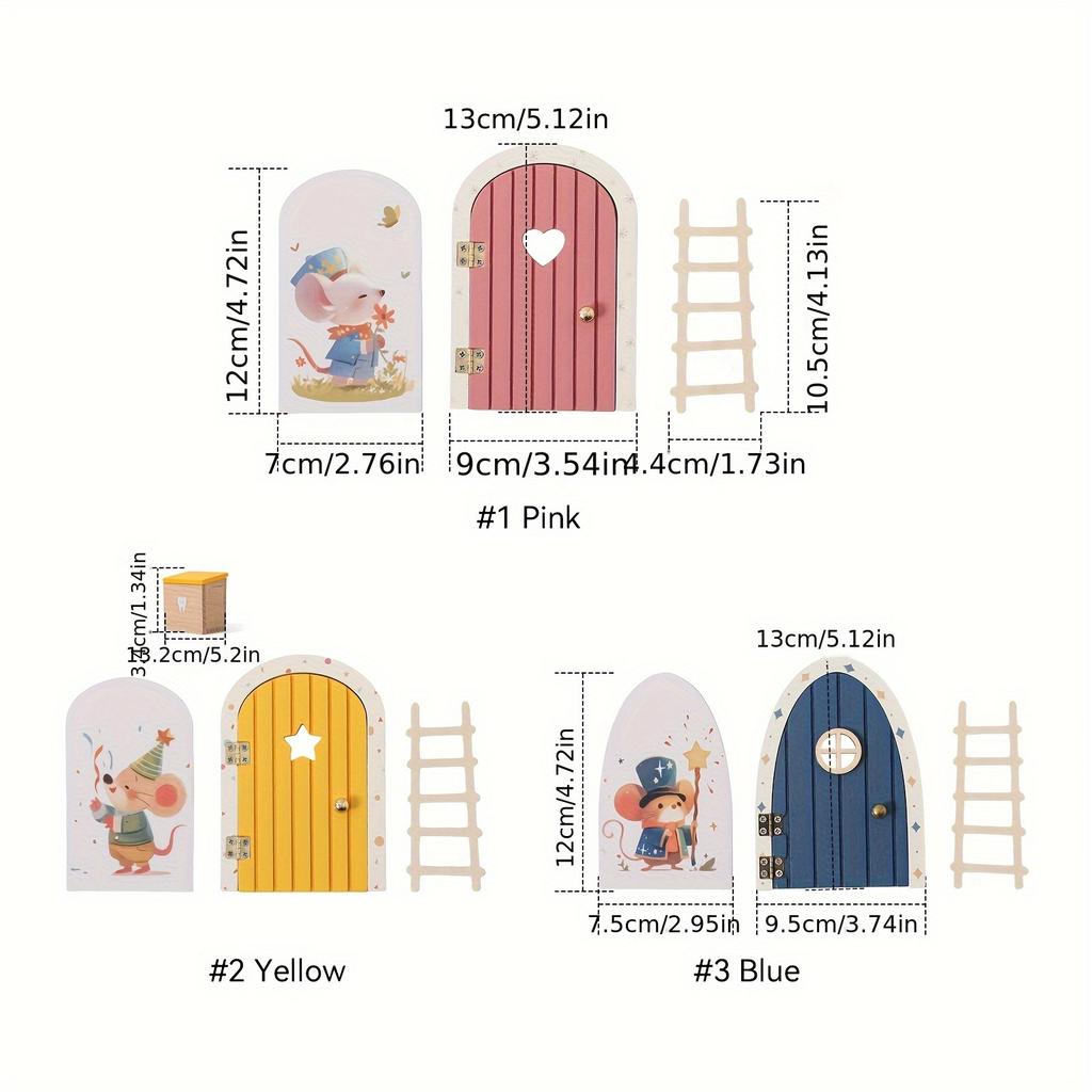 Деревянная мультяшная сказочная дверь, Мини-лестница для украшения сказочной двери, Красочная сказочная дверь с сердечком, Домашний декор, Реквизит для памятных фотографий