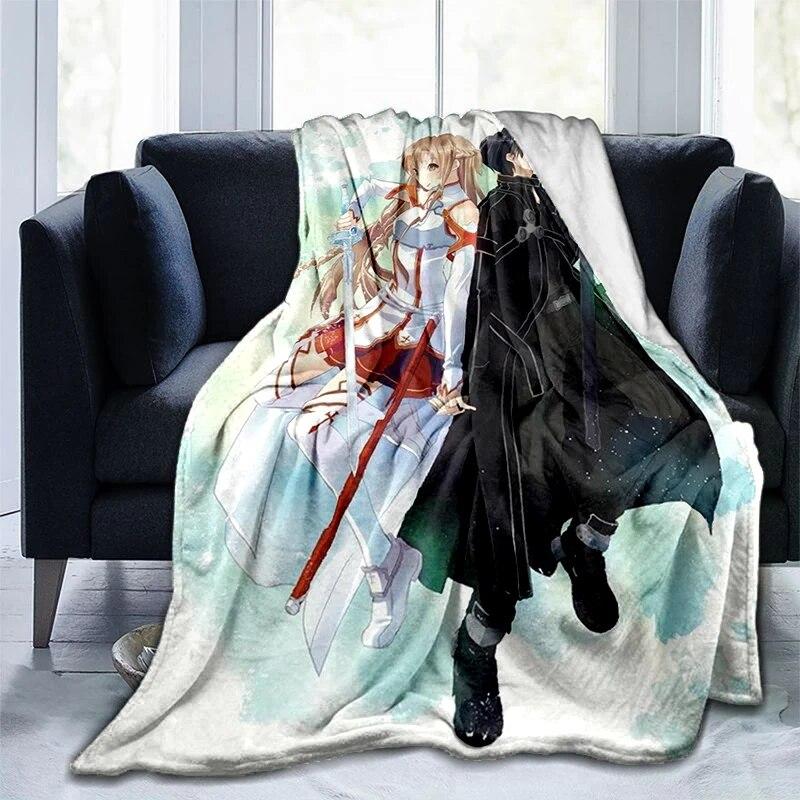 Популярное аниме SAO Sword Art Online, аниме, современное одеяло Gedruckt Bettdecke Geschenk, фланелевые мягкие плюшевые одеяла для дивана-кровати