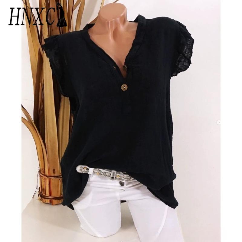 HNXC Women's Fashion Casual Solid Color Print Sleeveless V Neck Blouses & Shirts