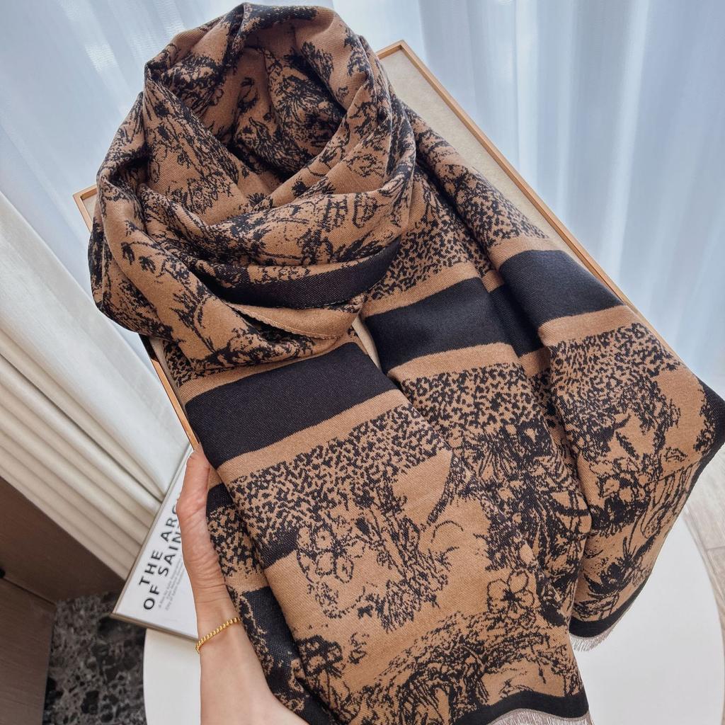 Scarf Women'S Autumn And Winter New Item Cashmere Blend Double-Sided Color Warm Shawl Thick Long Scarf High-End Sense Fashionable And Versatile