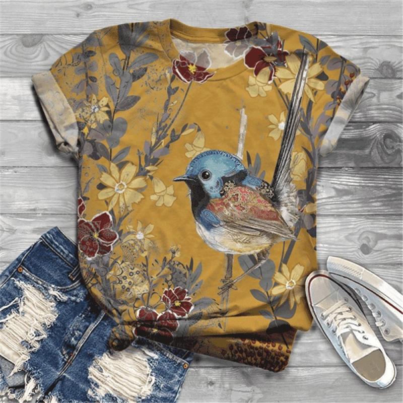 Summer Fashion Cute Birds 3D Print T-shirts Women Streetwear Casual Harajuku Short Sleeve T Shirt O-neck Kids Tees Tops Clothing