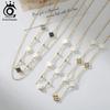 ORSA JEWELS Shell 4 Four Leaf Leaves Clover Pendant Necklace Lover Birthday Gift Quality Double Layered 925 Silver Jewelry GMN59