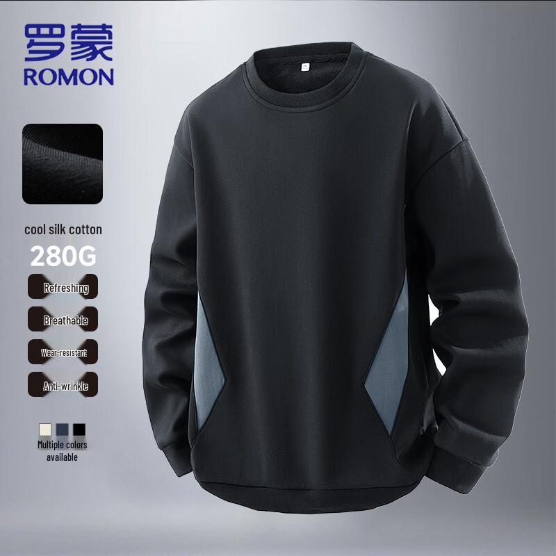 ROMON Men's Color Block Round Neck Sweatshirt