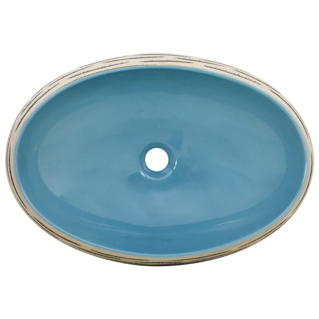 Countertop Wash Basin Multicolored Oval 59 x 40 x 15 cm Ceramic