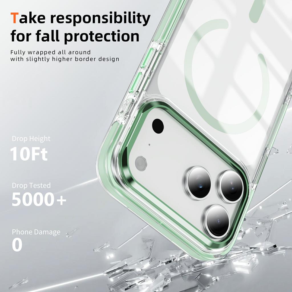 For iPhone 17 Pro Max Case Compatible with MagSafe TPU PC Acrylic Shockproof Clear Phone Back Cover