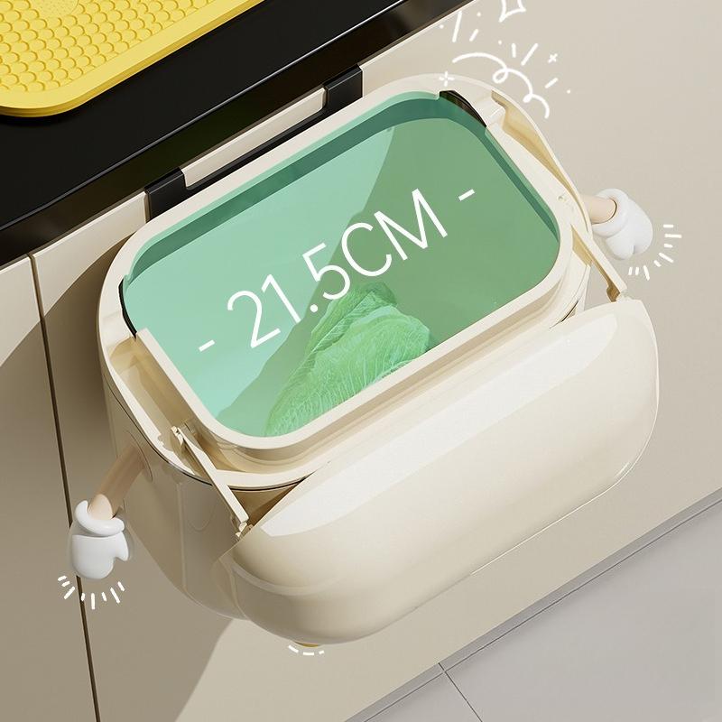 Wall Mounted Garbage Bin for Household Use, Large Capacity, Kitchen and Bathroom Use, No Bending, Narrow Seam, Waterproof Garbage Bin with Lid