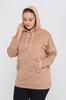 Women's Style Big Size Sweatshirt Large Size Hooded Kangaroo Pocket Lycra Button Detailed Long Hoodie Sweatshirt Green