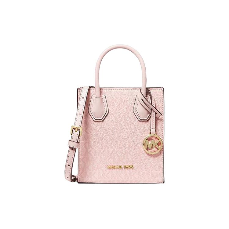 Michael Kors MK Mercer Монограмма Логотип Подвеска Для Поездок Винтажная Холщовая И Полиэстеровая Сумка-Тоут Музыкальная Партитура Женские Сумки-Тоут 35T1GM9C0I-POWDER-BLUSH