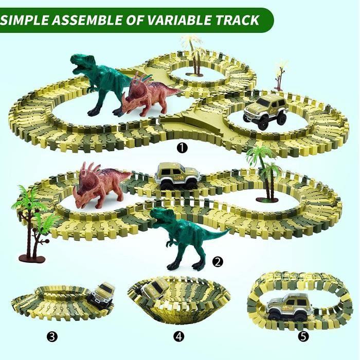 Circuit de Voiture - Dinosaure - 120 pièces - Jouet Éducatif - Flexible - Intérieur