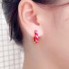 CMM Sweet Candy Color Pink Circle Personality Hexagonal Mini Hoop Earrings Donut Women's Jewelry