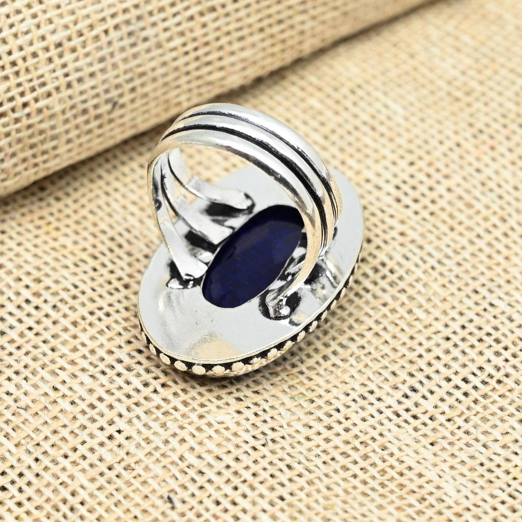 Кольцо из стерлингового серебра 925 пробы с голубым сапфиром, созданное в лаборатории, подарок для женщин