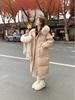 Women's Mid-Length Winter 2025 Down Jacket with Fur Collar and Toggle Buttons