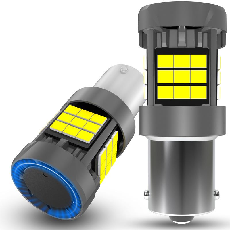 2pcs 1156 BA15S P21W Car Led Reverse Signal Light 6000K Bright White High Power Error Free With Small Cooling Fan For Hyundai