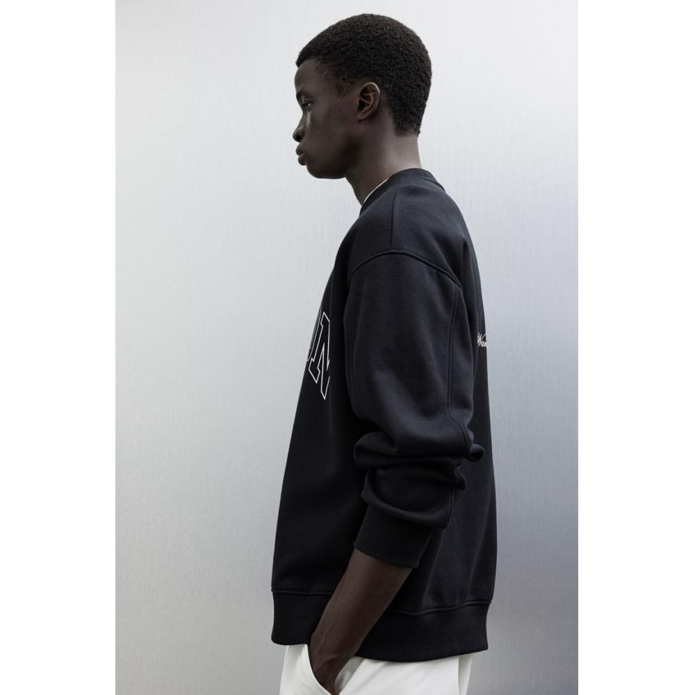 H M eMbroidered sweatsHirt Black soHo