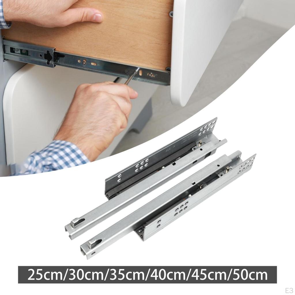 2 Pieces Drawer Slides Under Mount Glide Hide Drawers Track for Bath