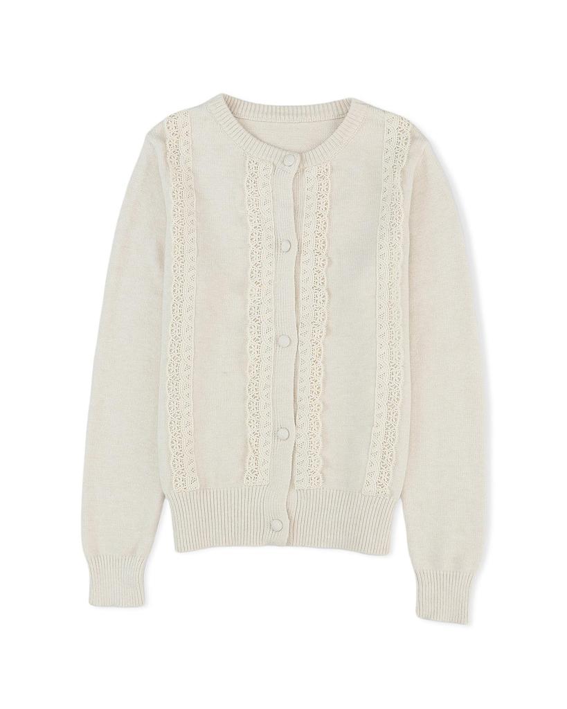 Azura Exchange Lace Trim Ribbed Button Up Cardigan