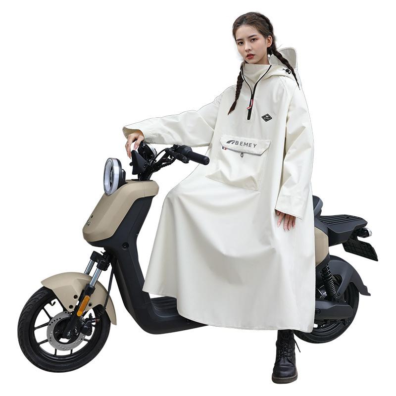 New electric scooter raincoat, single person thick and extended raincoat, riding electric bike, anti drifting motorcycle raincoa