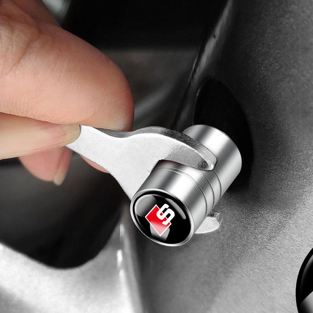 2026 Hot 4pcs Car Wheel Tire Valve Caps Tyre Rim Stem Covers Airdust For Audi 8P B9 8V A5 A6 C7 RS RS3 RS4 RS5 RS6 RS7 A7 Q3 Q5 Q7 S3 S6