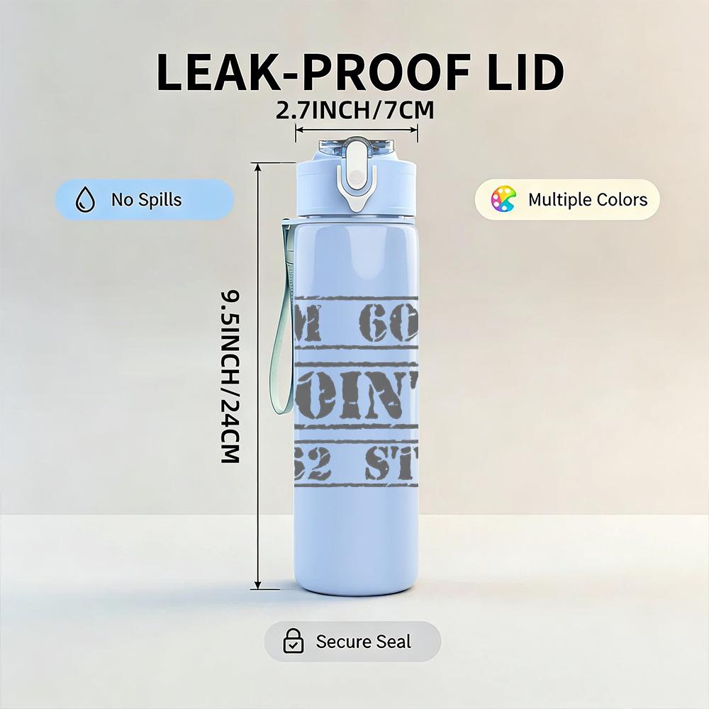 1PC OM 606 Minimalist Car Text Print 750ml Portable Sports Water Bottle Leakproof Gym Outdoor Travel Drink Cup