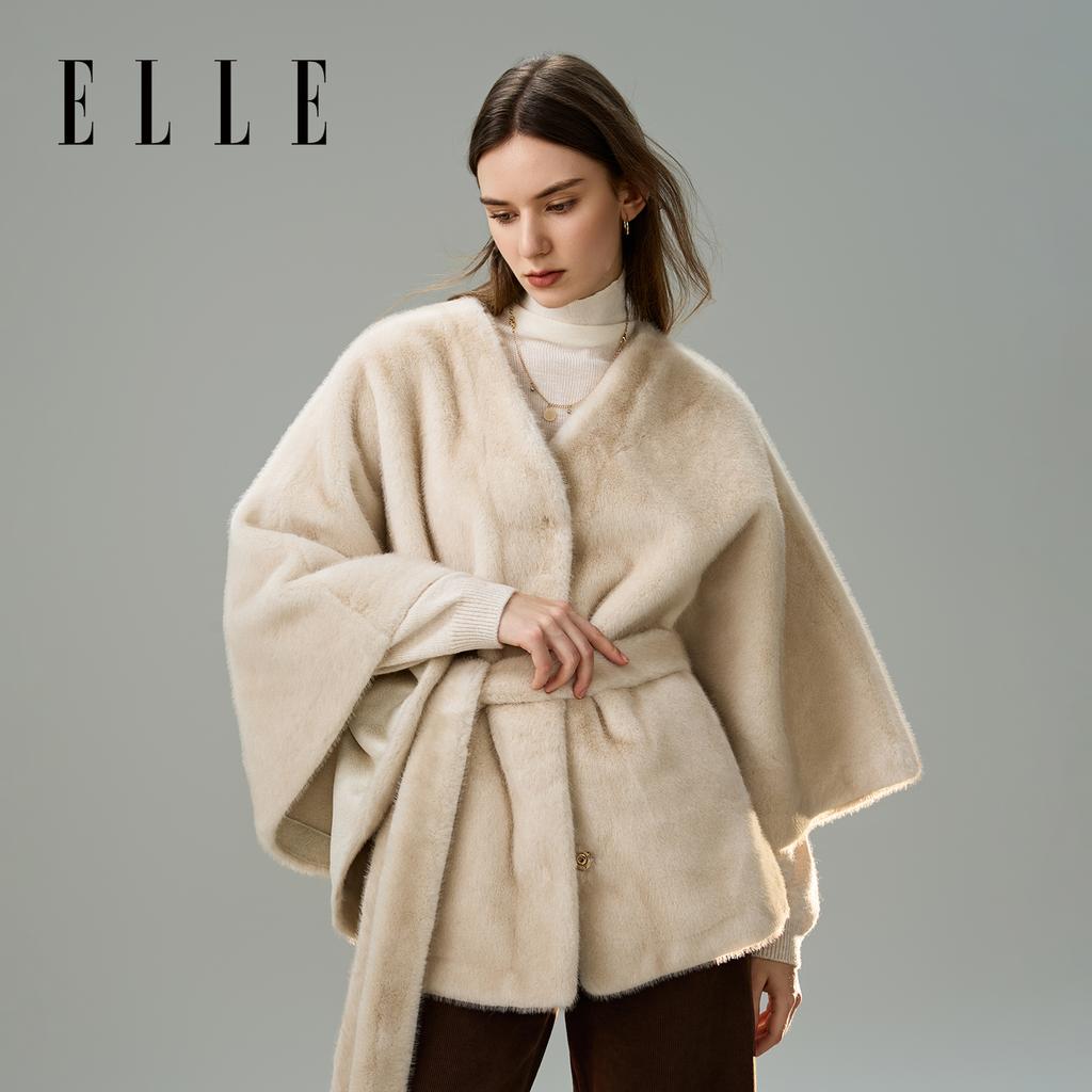 ELLE Женская шаль, осенне-зимний плюшевый плащ на шнуровке