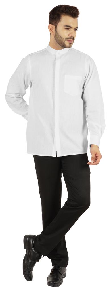 BestMan Мужская однотонная рубашка на пуговицах с китайским воротником и планкой спереди для формального случая