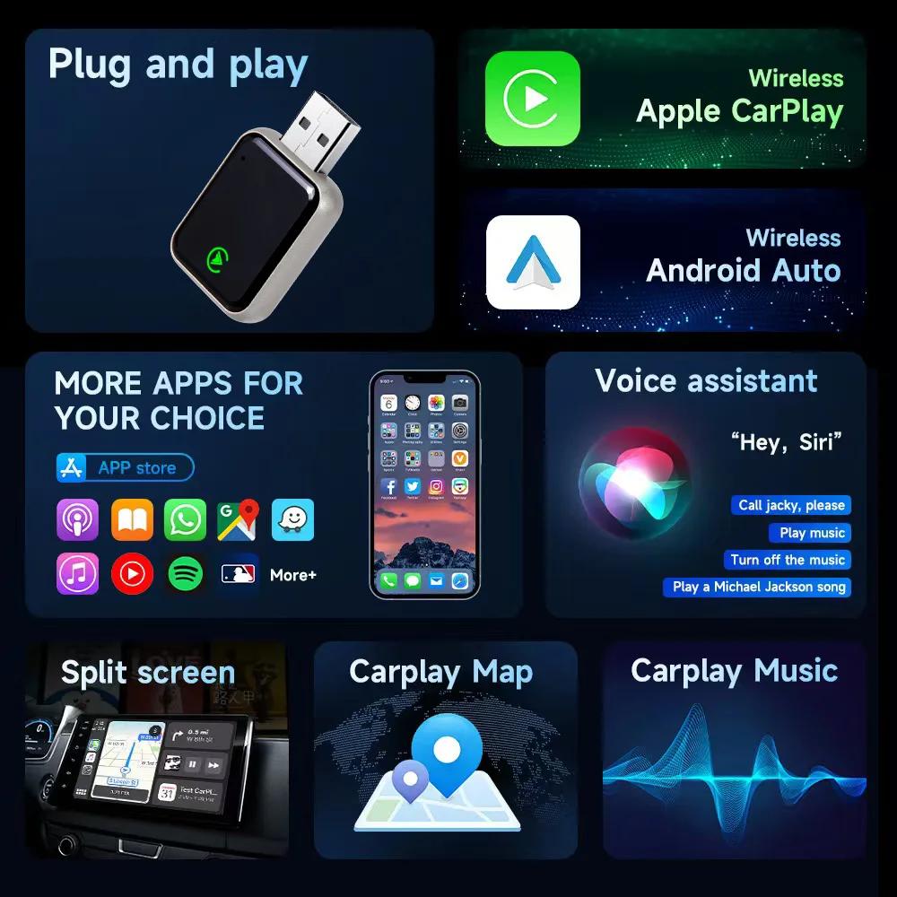 НОВЫЙ беспроводной адаптер CarPlay 2в1 Android Auto AI Smart Box Автомобильные интеллектуальные системы для VW Toyota Nissan Honda Ford Benz