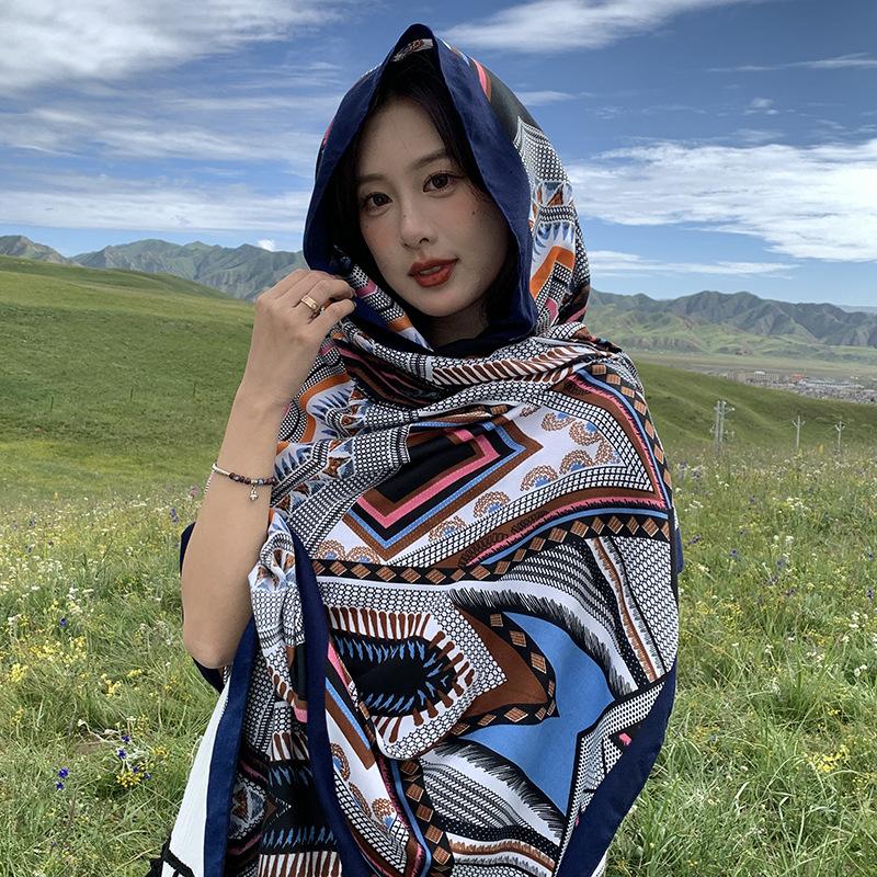 Thickened Women'S Travel Photography Shawl, Women'S Ethnic Style Scarf, Dual-Use Air-Conditioned Room Cloak