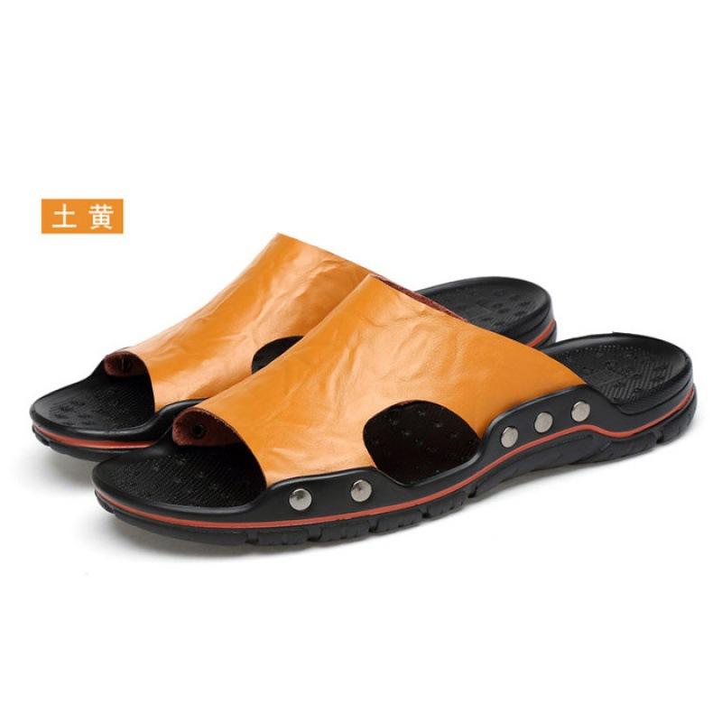 Sandals Men's 2024 New Summer Outdoor Men's Slippers Two-layer Cowhide Polyurethane Outsole Men's Shoes