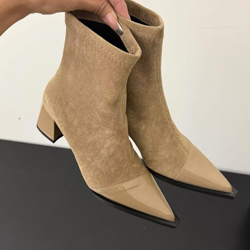 Fashion Leopard Women Ankle Boots Sexy Pointed Toe High Heels Shoes Suede Designer 2025 Trend New Winter Chelsea Fashion Boots Pumps