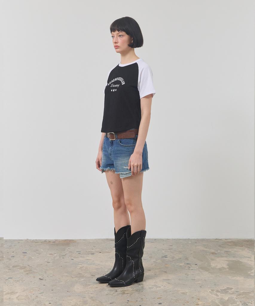 Eikyueikyuhauseukeulleob Цветная футболка с рукавом реглан House Raglan T-Shirt [Черный]