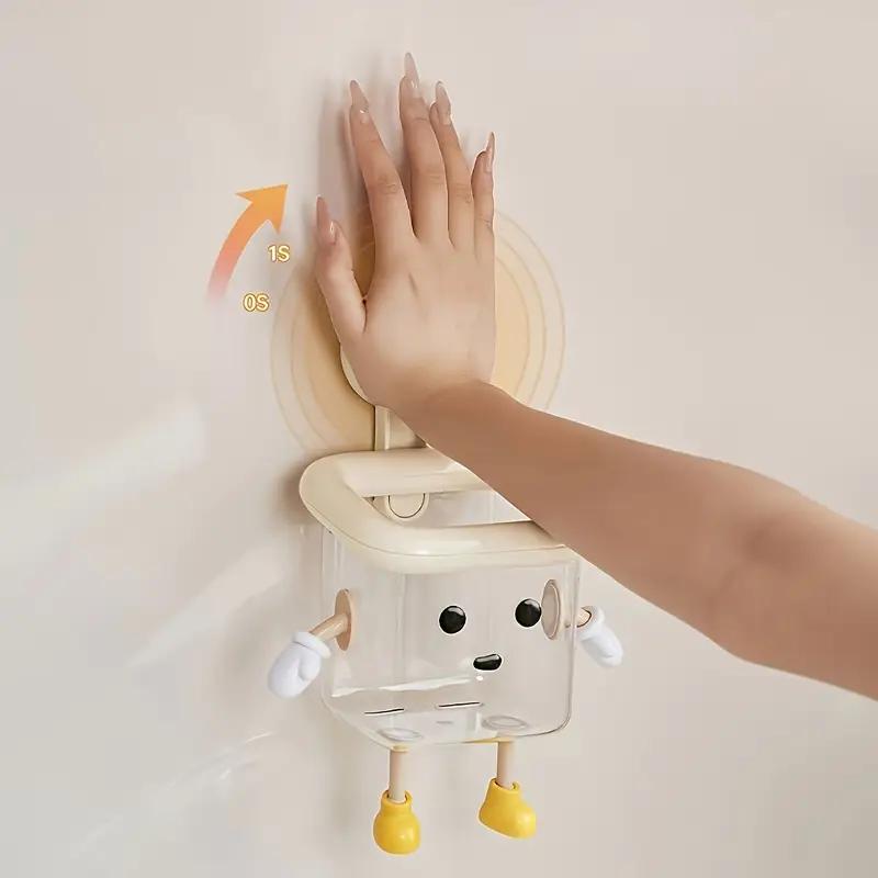 1PCS Cartoon Bathroom Punch-free Suction Cup Hook Rack Face Towel Storage Box Wall-mounted Wash Basin Cosmetic Storage Box Storage Basket