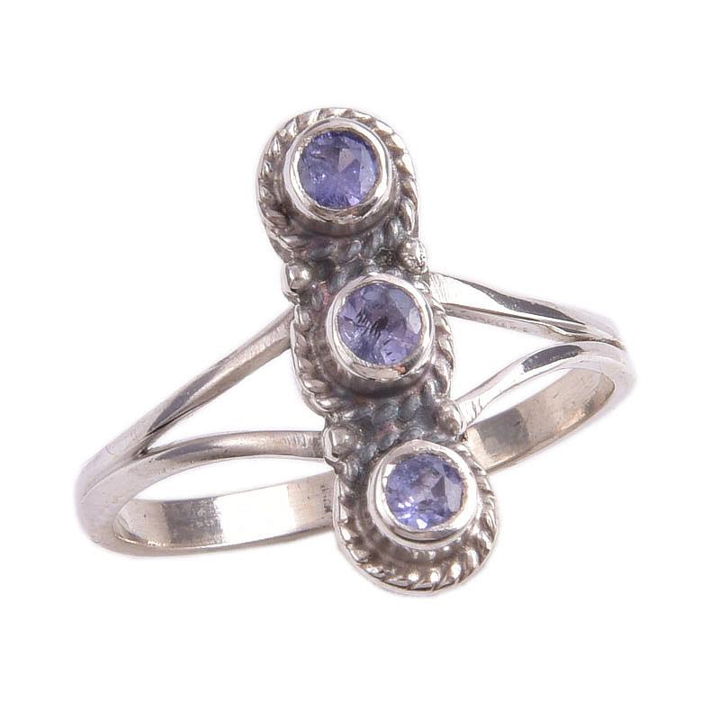 Натуральный камень Танзанит 925 Проба Стерлинговое Серебро Ювелирное Кольцо Размер 7.5 N5O21