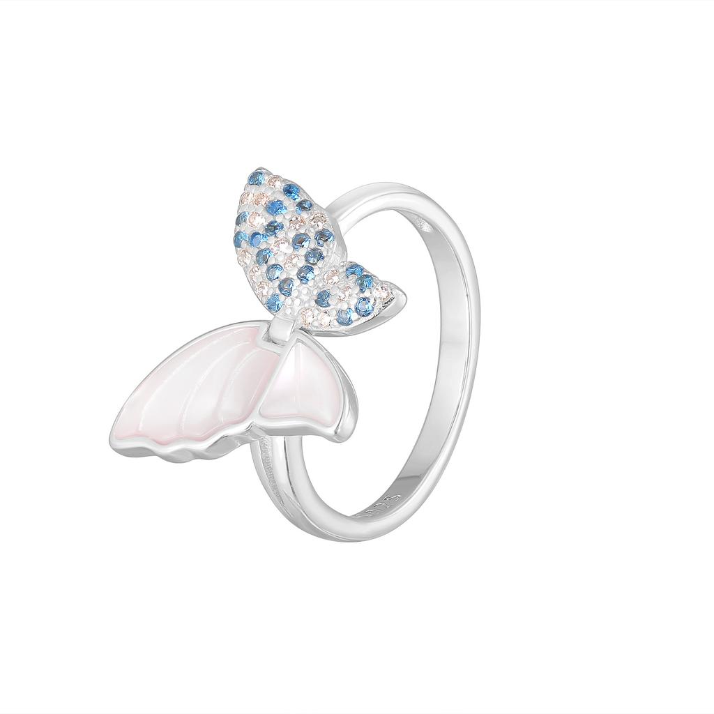 Кольцо S925 Silver Fritillary Butterfly Living Ring для женщин Guochao Light Luxury Ring Temperament Jewelry Gift to Valentine's Day For Girl