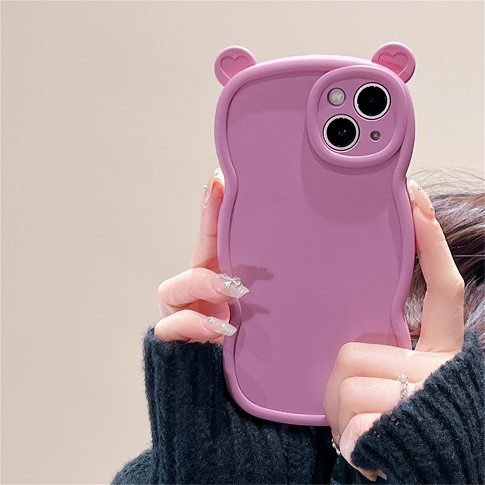 Корейский милый чехол для телефона с 3d мультяшными медвежьими ушками для Iphone 14 13 12 11 Pro Max X Xr, противоударный мягкий чехол с милыми животными