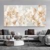 White Flower Golden Leaf Canvas Wall Art Paintings, Abstract Canvas Print Posters, Artwork Wall Painting For Living Room