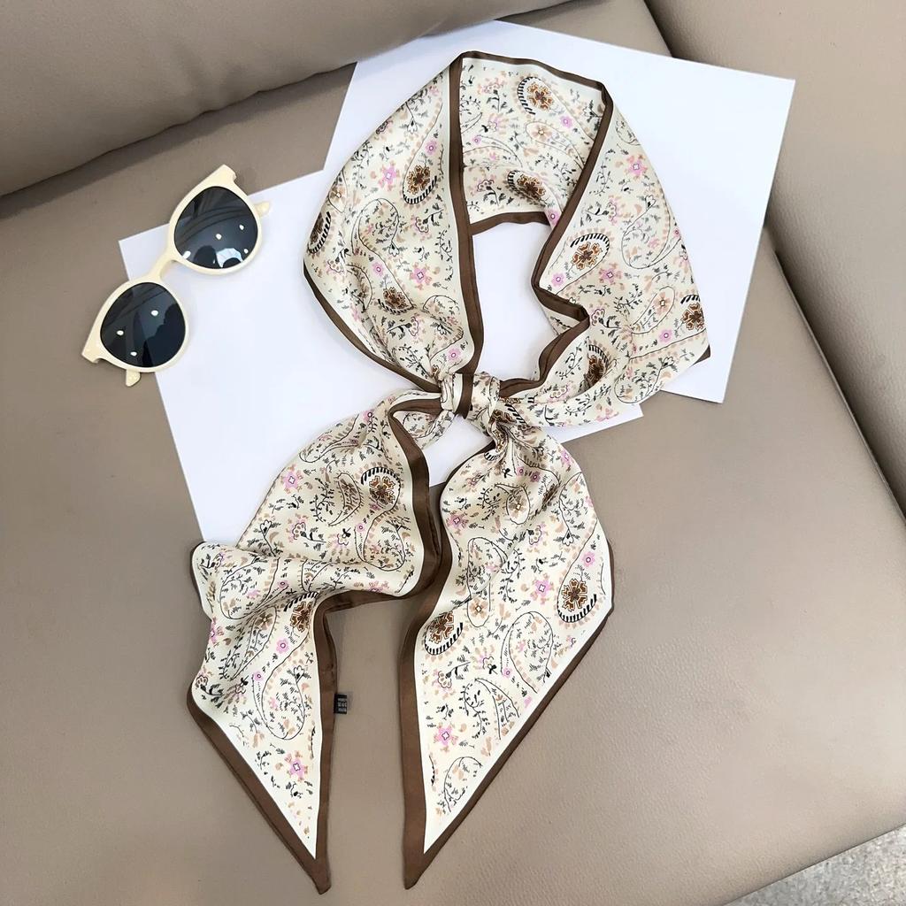 Дизайн бренда: шарф «Зебра в цветах» для женщин, роскошный шелковый шарф, модная повязка на голову для волос, платок, узкая сумка, шарф, шейный платок.