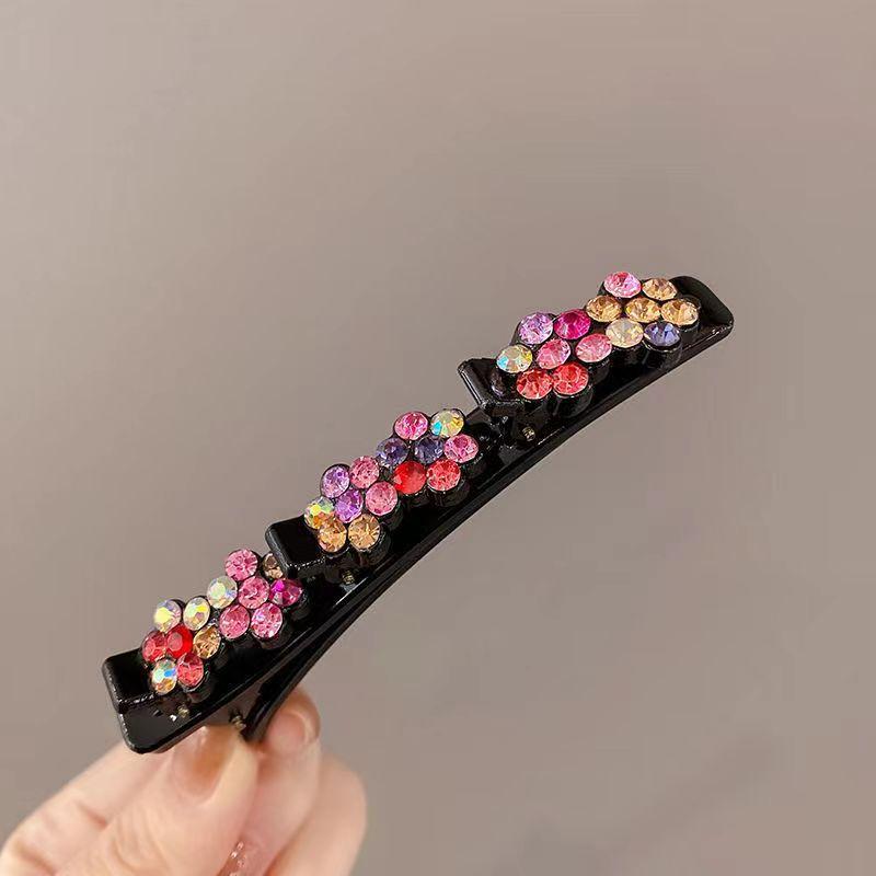 Rhinestones Braided Hair Clips For Girls Hairclip with 3 Flowers Hair Span With Crystalllume Women Hairpin Hair Accessories