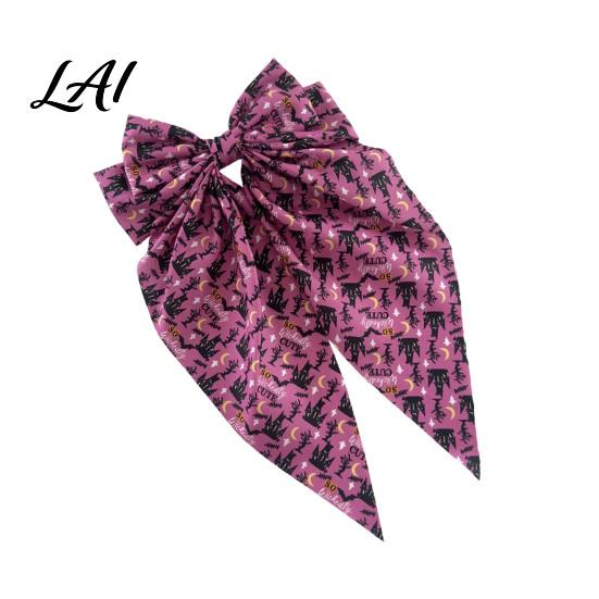 Comfortable Spring Clip Hairpin Halloween Bow Hair Clips for Women Pumpkin Skeleton Ghost Hand Printed Fabric Barrettes Cute Horror Accessories
